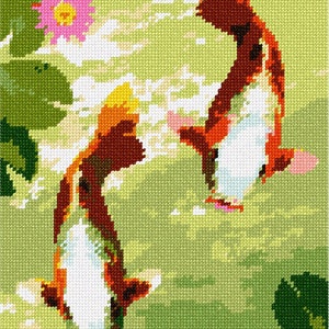 Needlepoint Kit or Canvas: Koi Pair