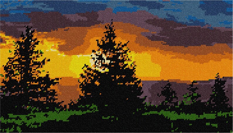 Needlepoint Kit or Canvas: Evergreen Sunset | Etsy