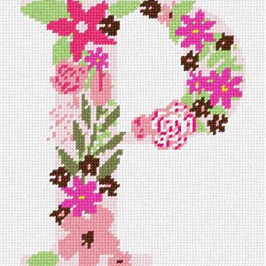 Needlepoint Kit or Canvas: The Letter P Flowering
