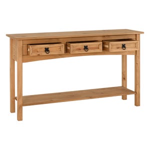 Unfinished Solid Pine Console Table, Farmhouse Entryway Sofa Table with Drawers and Shelf image 13