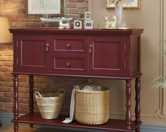Console Table with Drawers and Cabinet, Farmhouse Hallway Storage Table, Rustic Wood Sofa Table, Entryway Sideboard