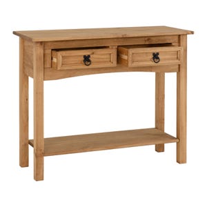 Unfinished Solid Pine Console Table, Farmhouse Entryway Sofa Table with Drawers and Shelf image 5
