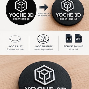 Création de logo 3D personnalisé, conversion de votre logo 2D en fichier STL et 3MF, modèle 3D à plat ou en relief