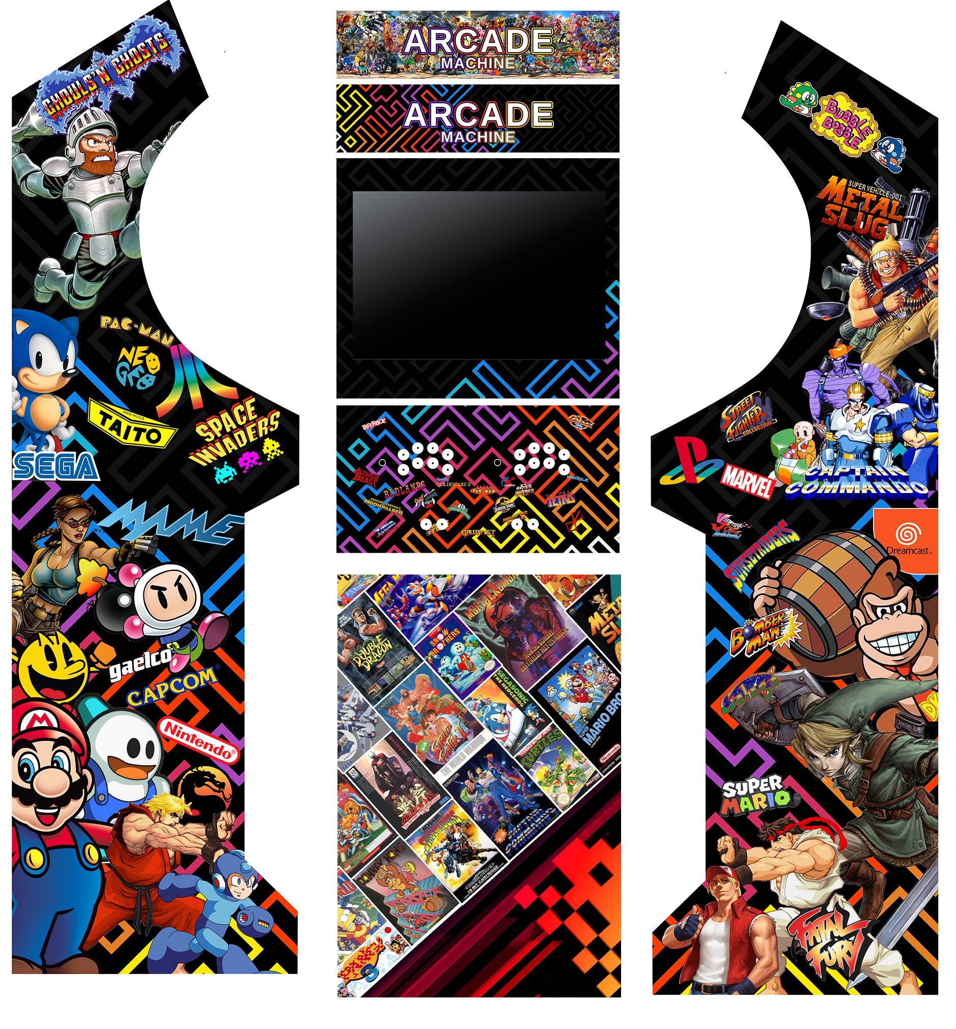 Editable Arcade Cabinet Graphics art PDF, Arcade cabinet, machine,MIxed B art