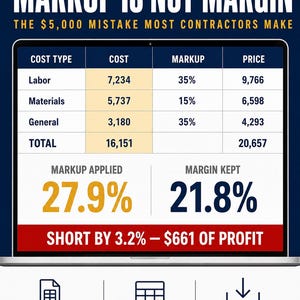 Construction Bid Template Excel & Google Sheets, Contractor Estimate Spreadsheet with Markup Calculator, Job Cost Tracker and Client Quote