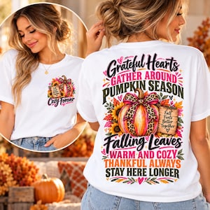 Retro Pumpkin Patch PNG, Cozy Forever Fall PNG, Front and Back Pumpkin Patch PNG, Autumn Pumpkin Leopard Bow Sublimation Design