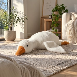 Peluche Oie Géante, Coussin Corps d'Oie de 50 à 160 cm de long, Grande Peluche, Coussin Canard Mignon, Coussin pour Dormir sur le Côté, Cadeau Kawaii