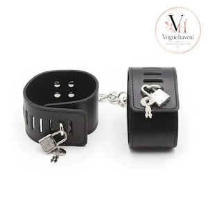 Locking Wrist and Ankle Cuff Set, hand cuffs, leather hand cuffs, restraints set