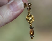 SALE Gold surgical steel post Earrings, India quot Aurora Borealis Gold tear drop crystal w gold embellished bead FREE SHIPPING