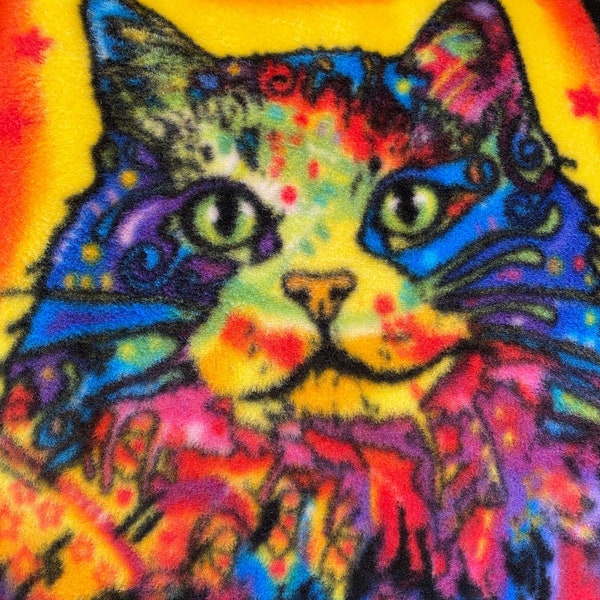 Fleece Fabric by the yard, “Warhol Cats” 100% Polyester Fleece, Available in Half yard cuts & multiple Yards