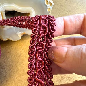 Burgundy Gimp Trim, 1/2&quot; Flat Braided. Upholstery Trim, Home Decor, pillows. Rope cording trim.  You get 17 yds, + 34&quot; @only 1.65 a yard!