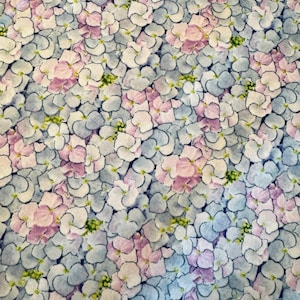 Hydrangea Cotton Fabric By The Yard: "Fancy Tea" Floral Print
