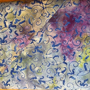 Batik Fabric By The Yard: "Meandering Leaves" Cotton Batik