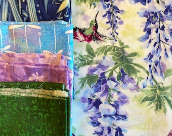 Watercolor Hummingbird 6/Fat Quarters: 100% Cotton Fabric Set. 2 sets