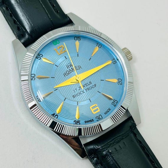 Refurbished Roamer Sky Blue Dial Watch: 17 Jewels, Sw… - Gem