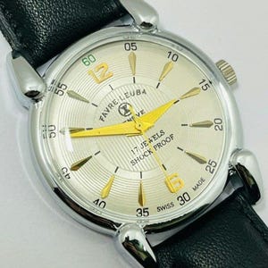 再生品 FAVRE LEUBA GENEVE ホワイトダイヤル腕時計：17石、スイス製