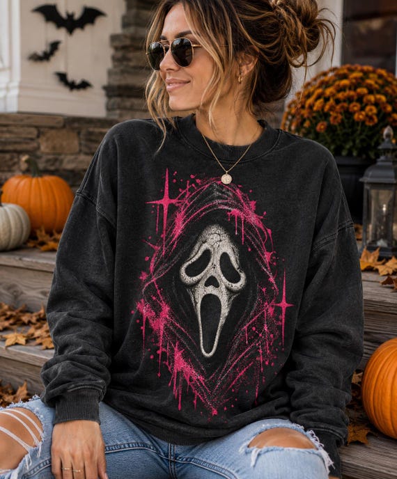 Ghostface Halloween PNG, Horror Graphic PNG, Gothic Pink Skull Design, Spooky Y2K PNG, Dark Halloween Digital Download, Scream Inspired png