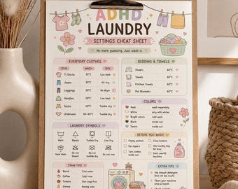 ADHD Laundry Settings Cheat Sheet | Printable Guide (Instant Download)