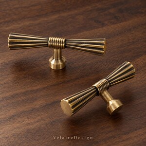 Boutons de meuble en laiton antique, poignées de tiroir cannelées en forme de nœud papillon, poignées de placard de cuisine vintage, quincaillerie pour commode, trou unique de 75 mm