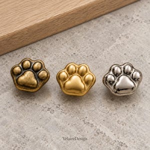 Cat Paw Cabinet Knobs, Brass Drawer Pulls, Animal Paw Print Handles, Cute Dresser Knobs, Kitchen Cupboard Hardware, Pet Lover Home Decor
