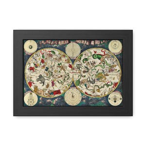 Vintage Constellation Map Framed Poster | Celestial Zodiac Wall Art