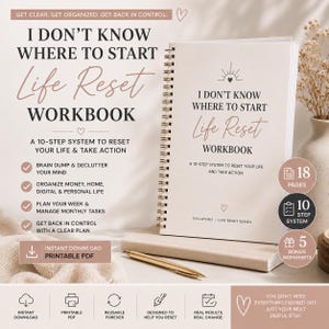 Life Reset Workbook, Life Admin Planner, Brain Dump, Weekly Reset Planner, Printable Productivity Workbook, Digital PDF