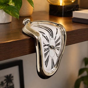Melting Clock, Creative Hanging Desk Clock, Modern Wall Clock Decor, Unique Shelf Edge Clock, Surreal Timepiece Home Gift