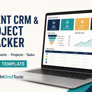 Client CRM and Project Tracker | Freelancer Client Database, Lead Pipeline, Task & Follow-Up Manager | Excel Template