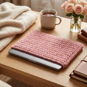 Simple Crochet Laptop Sleeve Pattern, Classic Design, Easy for Beginner   (PDF)