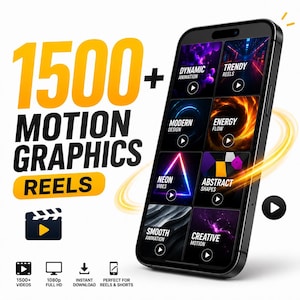 1500+ rörliga grafikrullar, animerade videomallar (digital nedladdning)