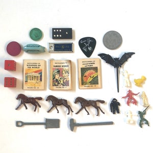 Vintage Lot of 25 Toys & Charms Lot, Junk Drawer Lot, Assemblage Craft Lot