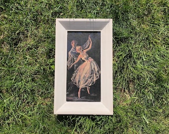 Vintage Cheri Ballet Dancer with Glitter & Sequins Framed Art