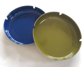 Your Choice!  Vintage Leif Wessmann Associates, Inc. Made in Norway, Blue or Green Enamel & Chrome Ashtray