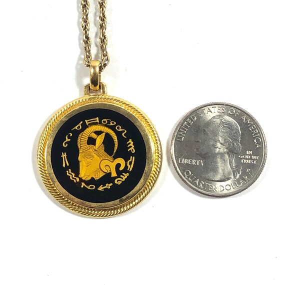 Vintage Aries Zodiac Sign Medallion Necklace - image 7