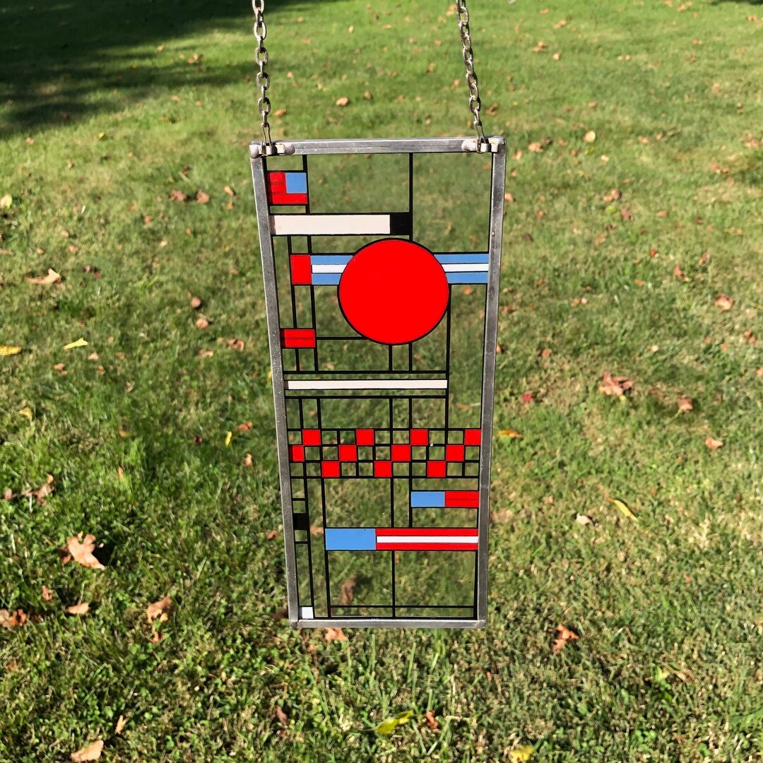 Vintage Mondrian Style Glass Wall Art Etsy