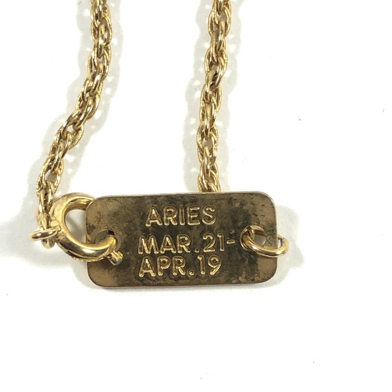 Vintage Aries Zodiac Sign Medallion Necklace - image 4