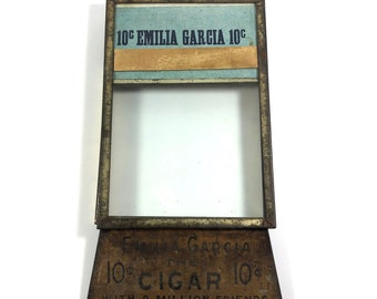 Antique Glass Emilia Garcia Cigar Display Box Top from Store