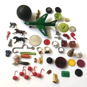 Vintage Lot of 50 Toys & Charms Lot, Junk Drawer Lot, Assemblage Craft Lot