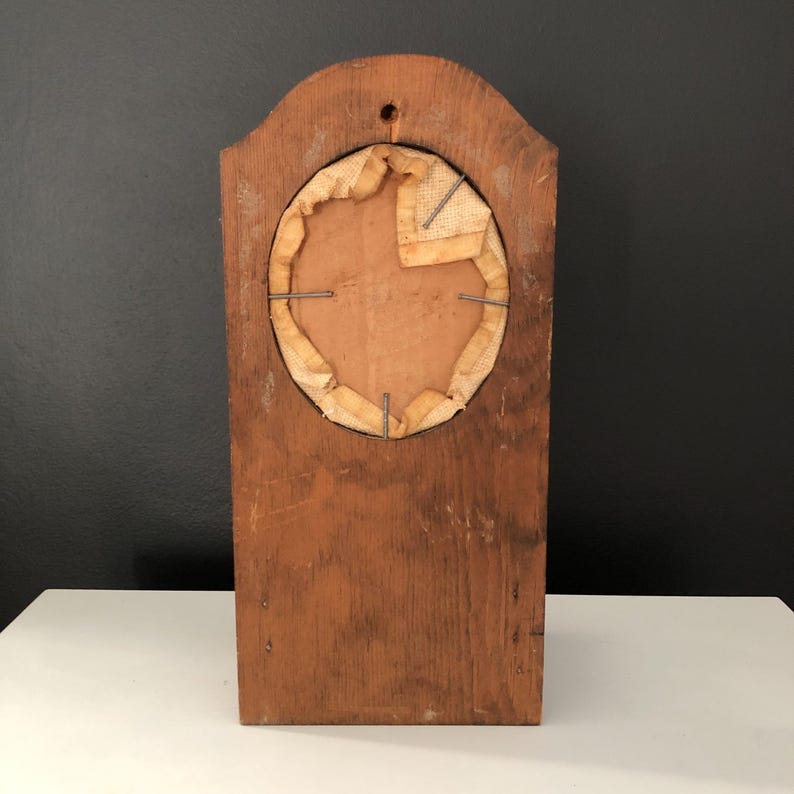 Vintage Folk Art Wooden Letter Holder With 'example' Embroidery Wall