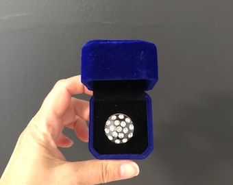 Vintage Clear Lucite Dome Ring with Rhinestones