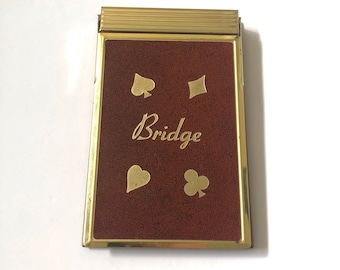 Vintage Gold Tone Metal Covered Bridge Score Pad