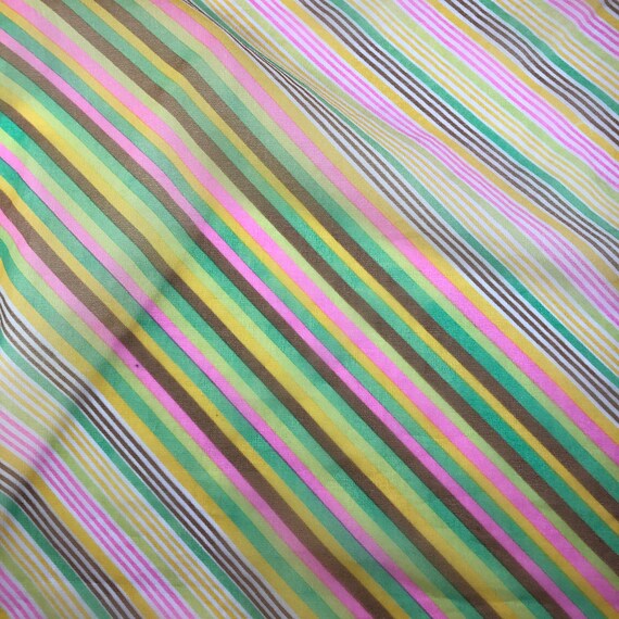 Vintage 1960s Pink Yellow & Green Pastel Striped … - image 8