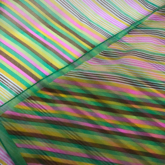 Vintage 1960s Pink Yellow & Green Pastel Striped … - image 9