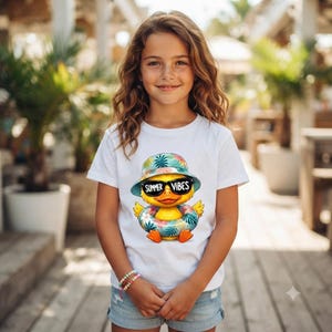 Summer Duck Vibes T-Shirt Design, Cute Tropical Duck with Sunglasses, Beach Vacation Shirt, Funny Summer Graphic, Pool Float Duck