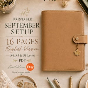 September 2026 Printable Planner Bundle, 16-Page Autumn Monthly Setup, A4 A5 US Letter