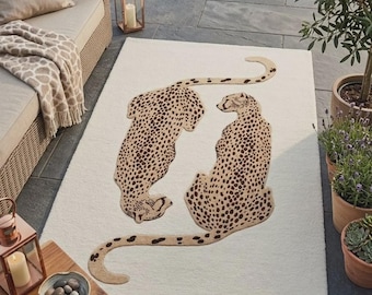 Hand Tufted  Leopard Wool Area Rug 8x10 | Modern Animal Print Living Room Rug 9x12