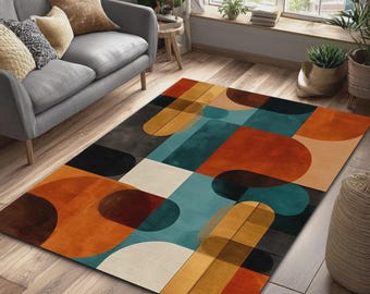 Hand Tufted Wool Area Rug 9x12, Abstract Geometric Modern Living Room Rug 8x10,