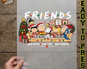 Cartoon Dog Friends Christmas DTF Transfer, Cute Cartoon Characters Ready to Press, Christmas Friendship Iron On, Holiday Shirt Transfer