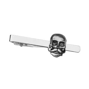 Skull With Mustache Tie Clip - Unique Handmade Gift - On Sale!