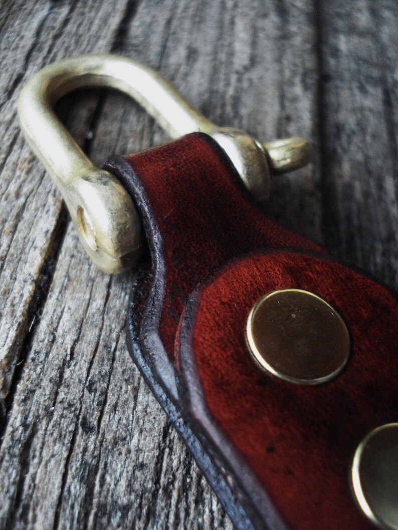 Customizable Leather Nautical Brass Shackle Keychain Etsy